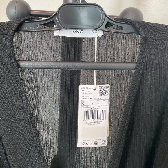 Mango Black Ribbed V-Neck Top - Picture 3 of 3